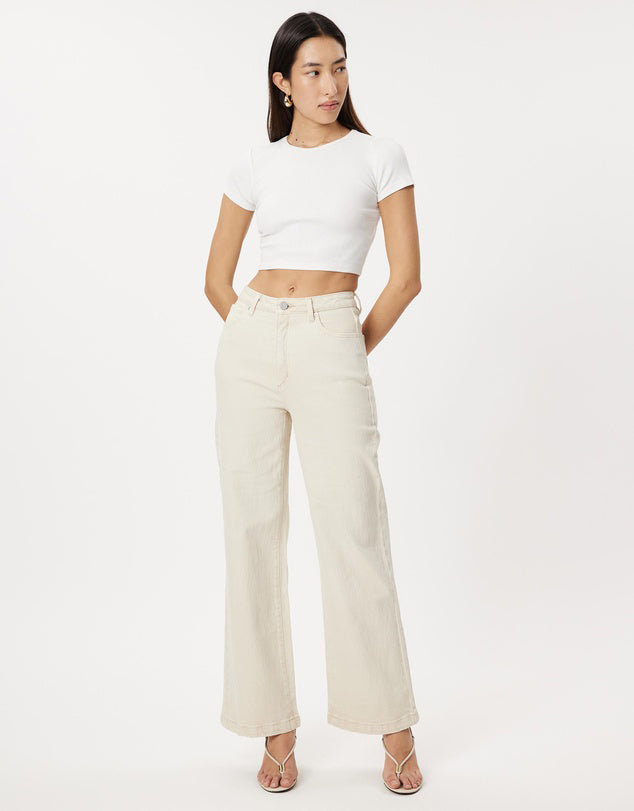 Women’s Beige High Waisted Wide Leg Jeans