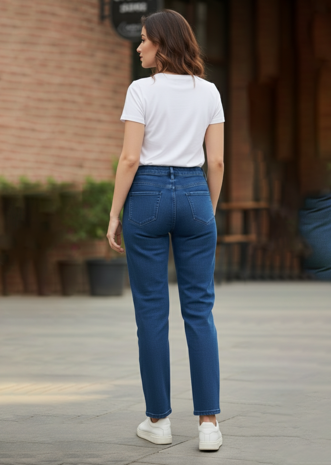 Women’s Dark Blue High Waisted Slim Fit Jeans