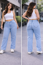 Women's High Waist Wide Leg Jeans