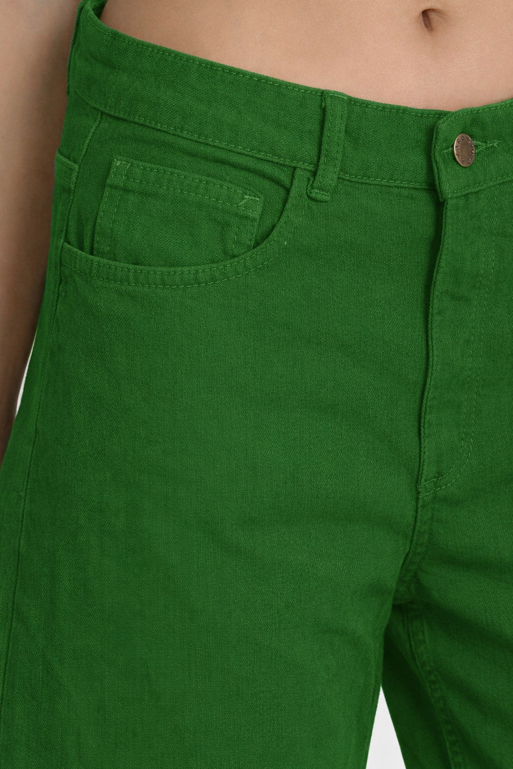 Women Green High Waist Wide Leg Jeans
