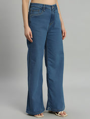 Women's High Waist Wide Leg Blue Denim Jeans