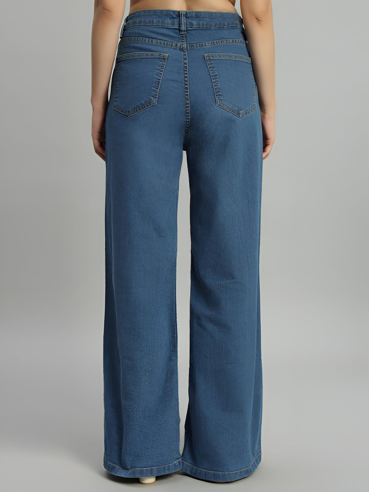 Women's High Waist Wide Leg Blue Denim Jeans