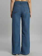 Women's High Waist Wide Leg Blue Denim Jeans