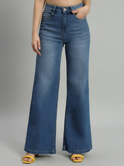 Women's High Waist Wide Leg Blue Denim Jeans