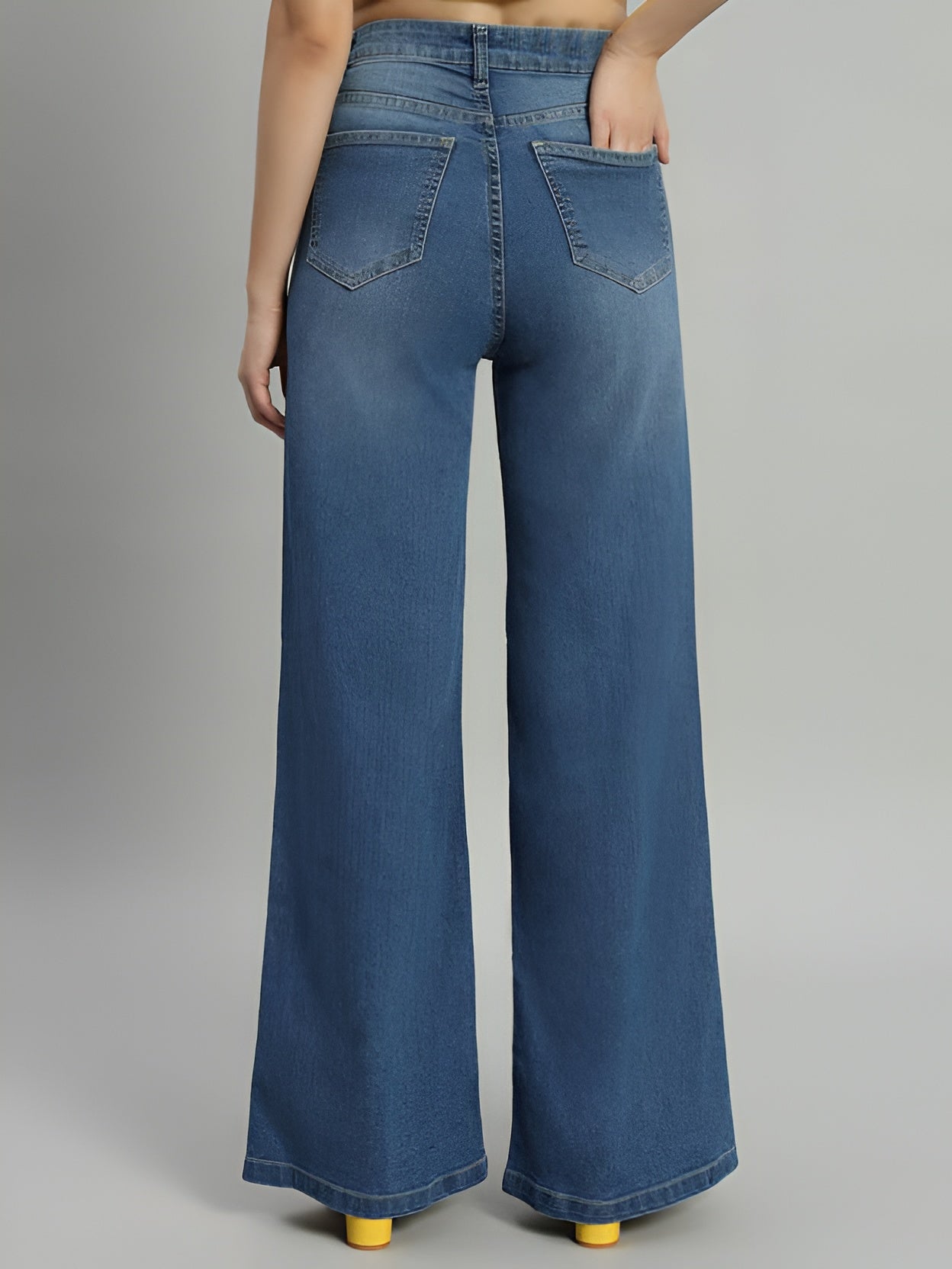 Women's High Waist Wide Leg Blue Denim Jeans