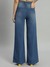 Women's High Waist Wide Leg Blue Denim Jeans
