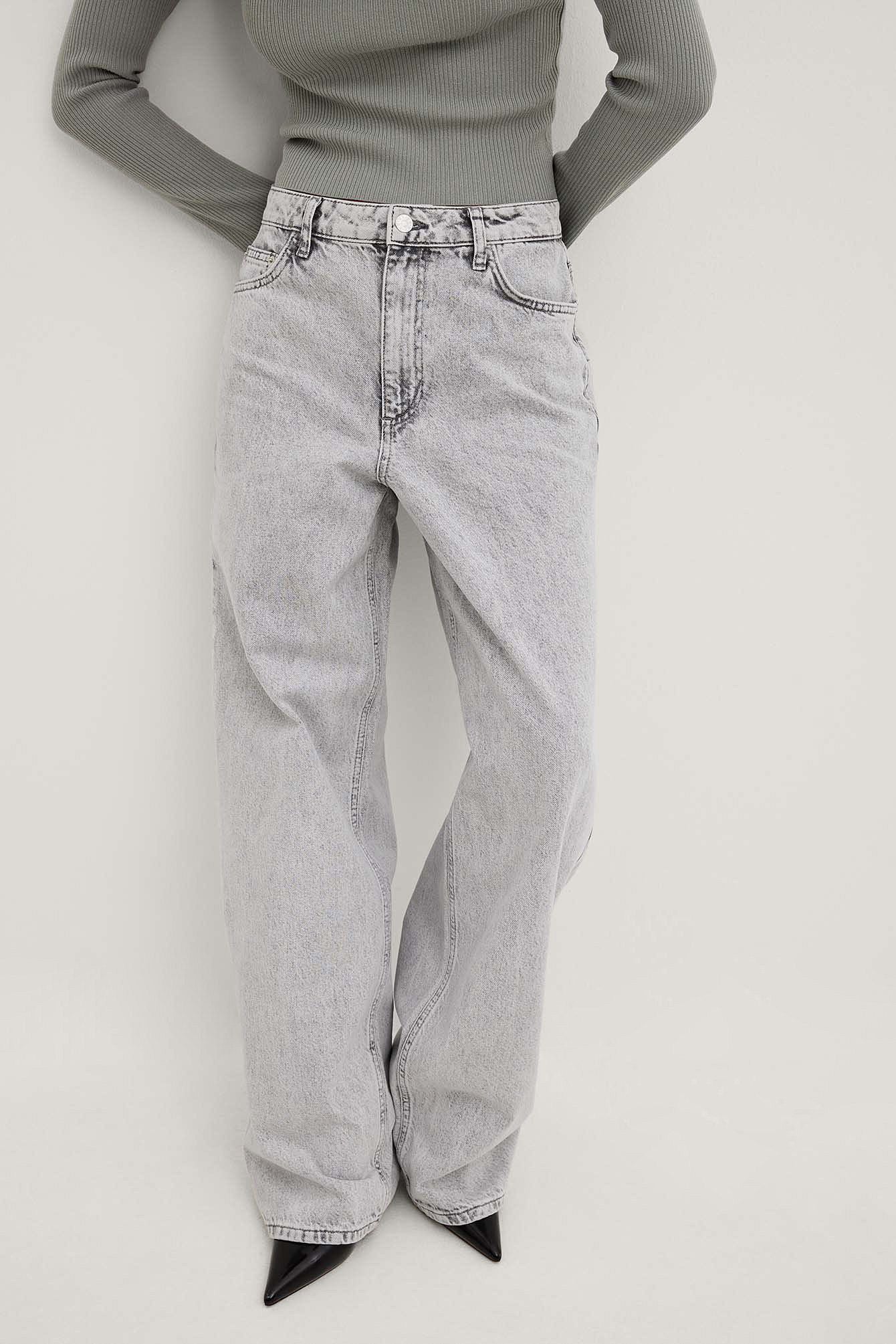 Women's Grey Washed Regular Fit Jeans