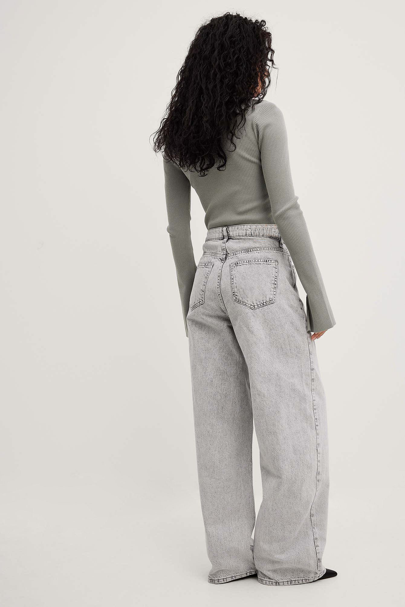 Women's Grey Washed Regular Fit Jeans