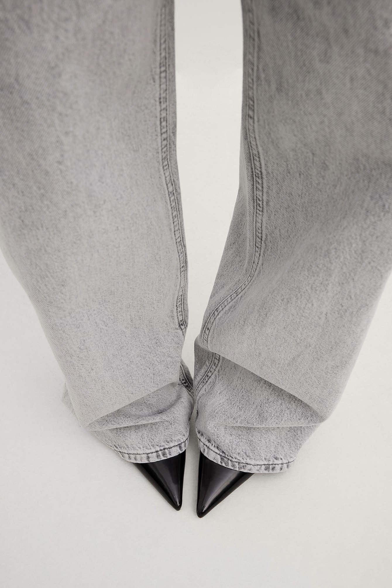 Women's Grey Washed Regular Fit Jeans