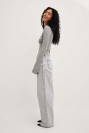 Women's Grey Washed Regular Fit Jeans