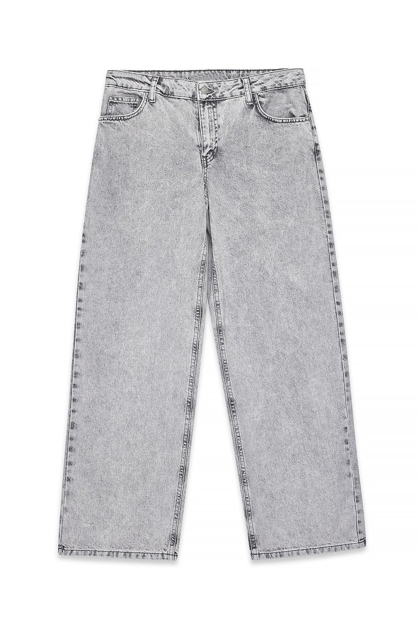Women's Grey Washed Regular Fit Jeans