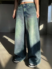 Green Tie-Dye Wide Leg Jeans