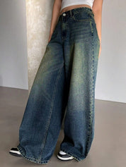 Green Tie-Dye Wide Leg Jeans