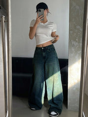 Green Tie-Dye Wide Leg Jeans