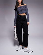 Women's High Waist Black Wide Leg Denim Jeans