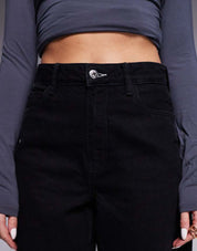 Women's High Waist Black Wide Leg Denim Jeans