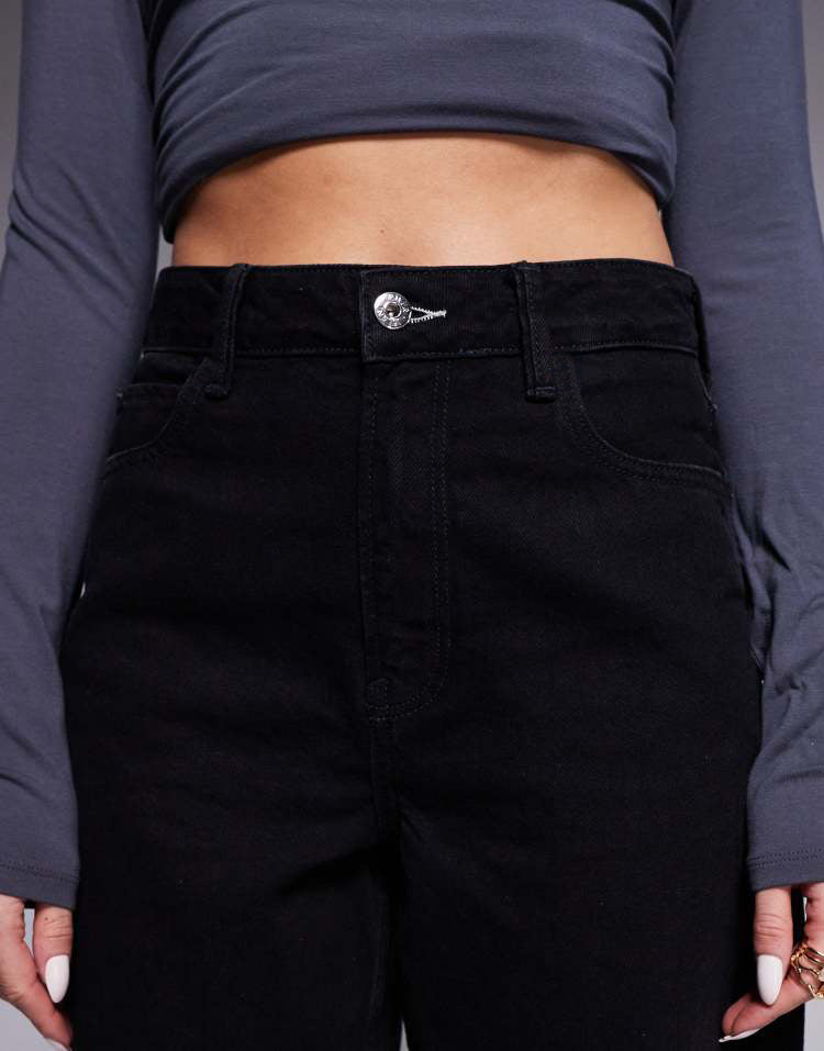 Women's High Waist Black Wide Leg Denim Jeans