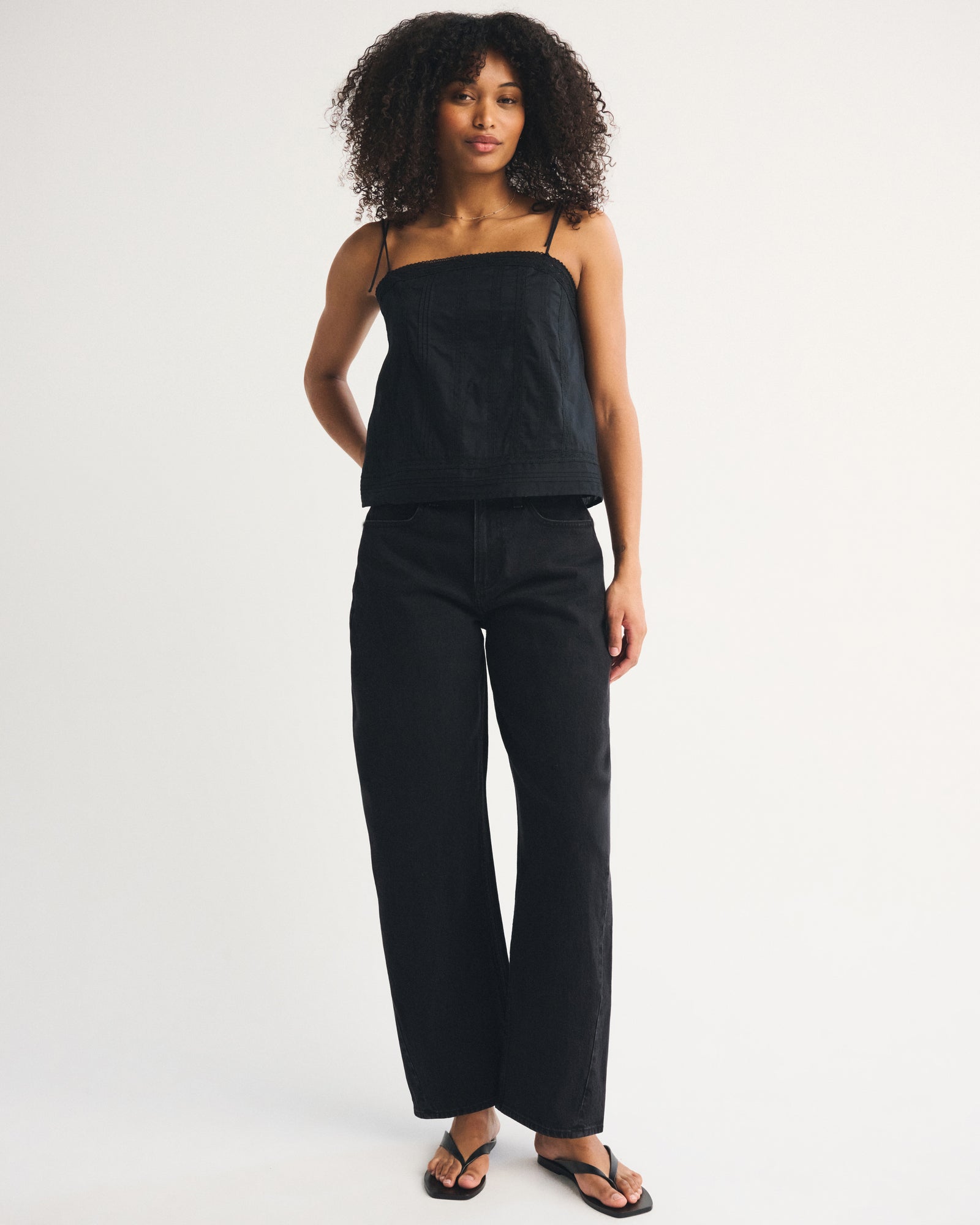 Women's High Waist Black Straight Leg Denim Jeans