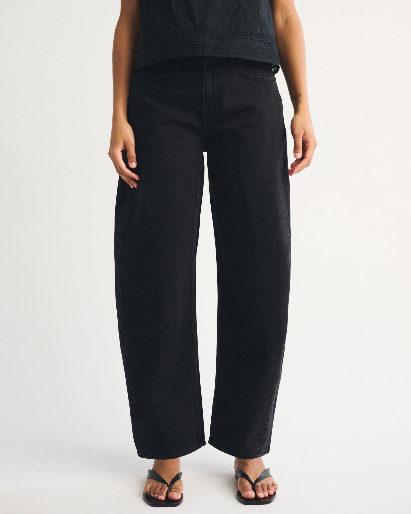 Women's High Waist Black Straight Leg Denim Jeans
