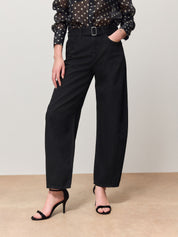 Women's High Waist Black Straight Leg Denim Jeans