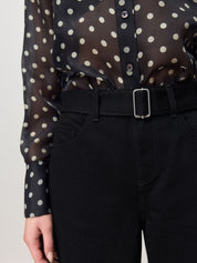 Women's High Waist Black Straight Leg Denim Jeans