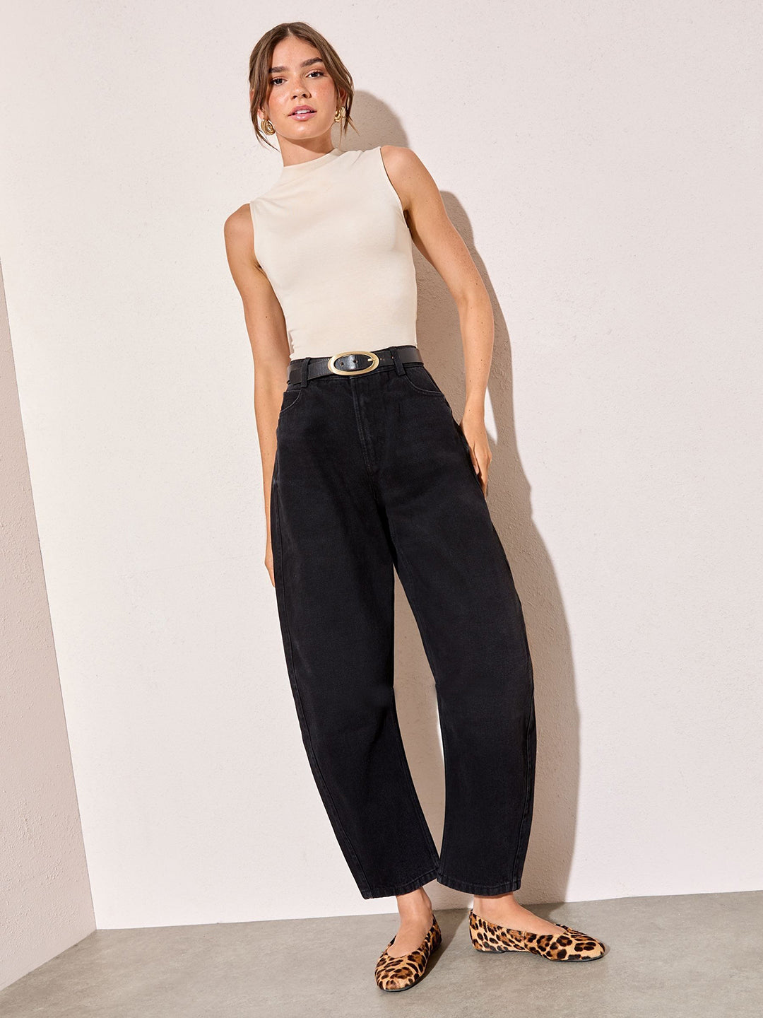Women's High Waist Black Regular Fit Denim Jeans