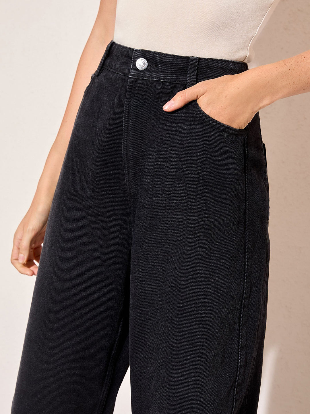Women's High Waist Black Regular Fit Denim Jeans