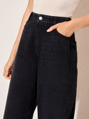 Women's High Waist Black Regular Fit Denim Jeans