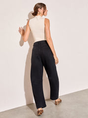 Women's High Waist Black Regular Fit Denim Jeans