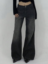 Grey Flare Wide Leg Jeans