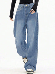 Classic Blue Baggy Wide Leg Jeans