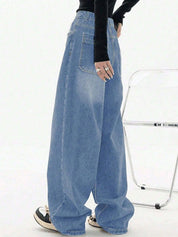 Classic Blue Baggy Wide Leg Jeans