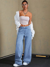 Light Wash Wide Leg Denim Jeans