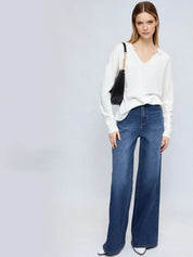 Dark Wash Wide Leg Denim Jeans