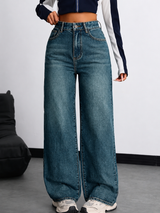 Teal Wash Wide Leg Jeans