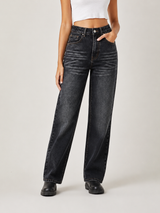 Black Acid Wash Wide Leg Jeans