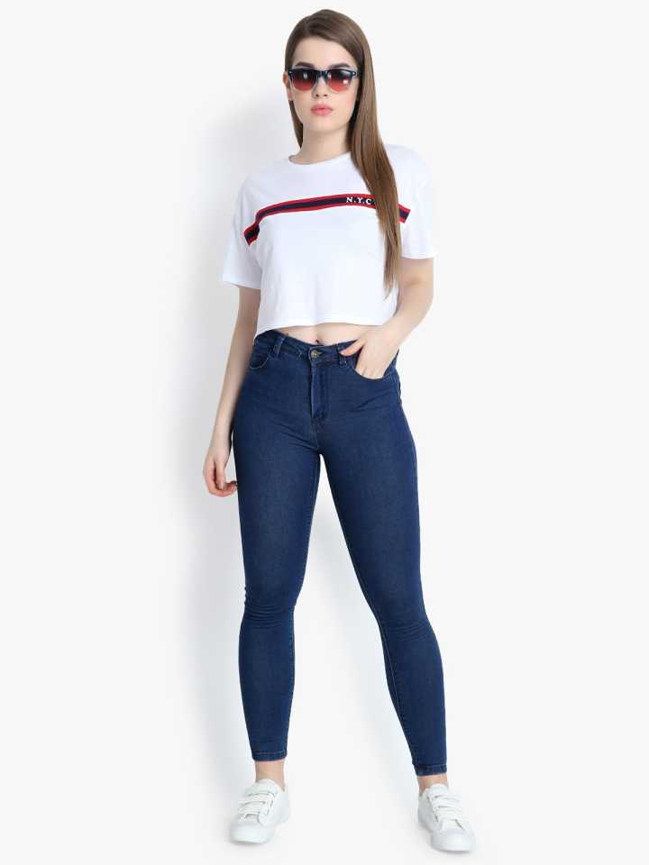 KOTTY Women High Waisted Skinny Cotton Jeans