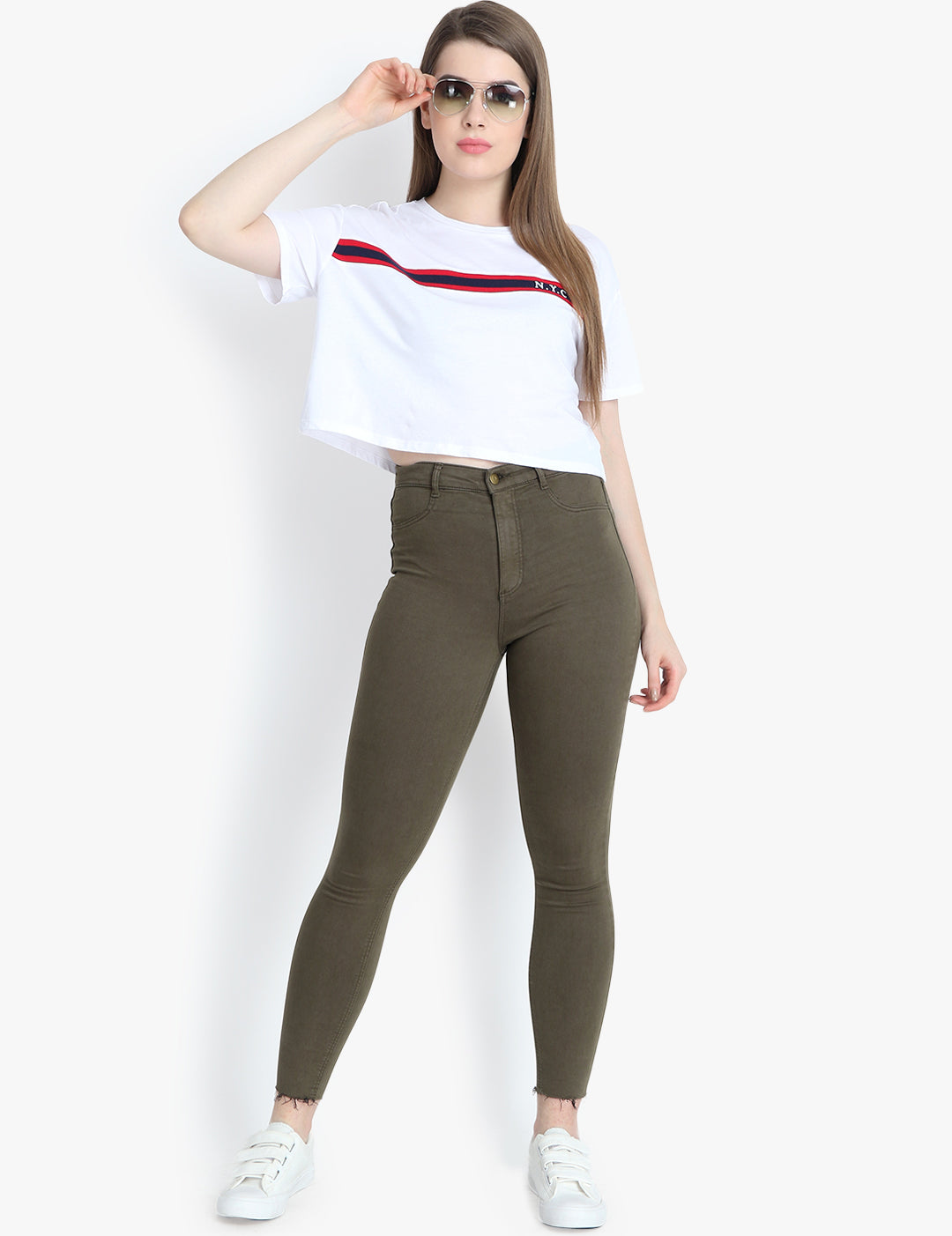 KOTTY Women High Waisted Skinny Cotton Jeans