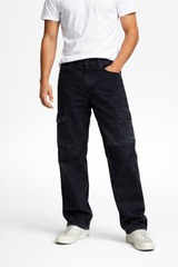 Men's Dark Wash Cargo Jeans
