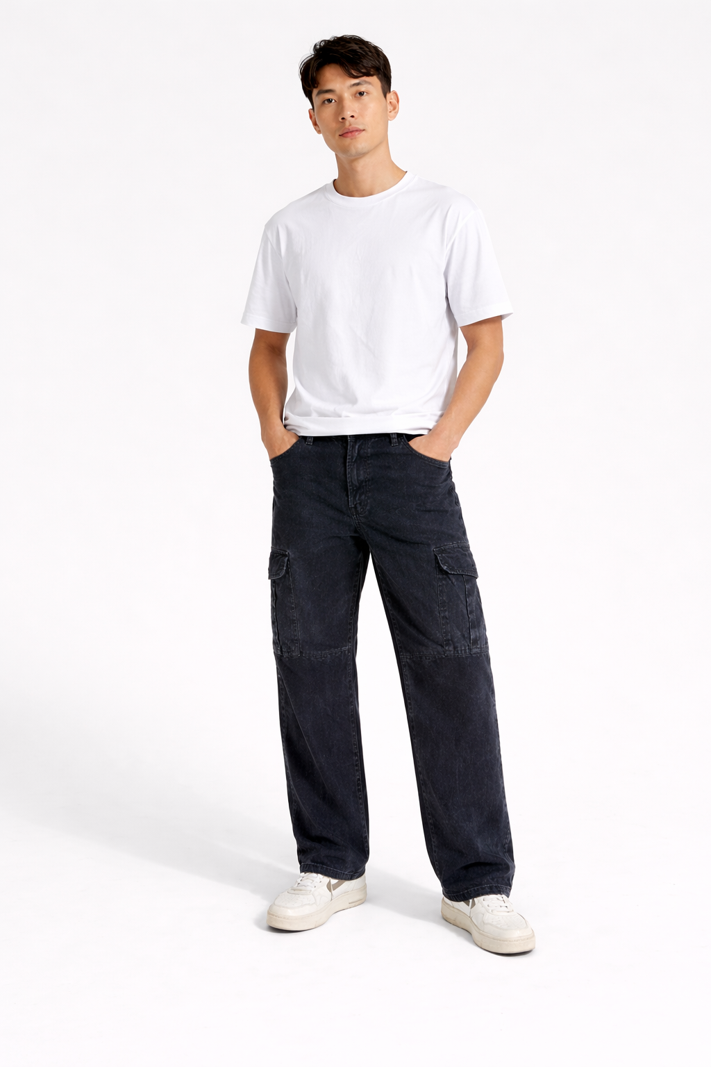 Men's Dark Wash Cargo Jeans