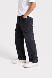 Men's Dark Wash Cargo Jeans