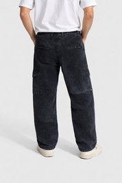 Men's Dark Wash Cargo Jeans