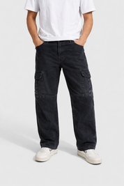 Men's Dark Wash Cargo Jeans
