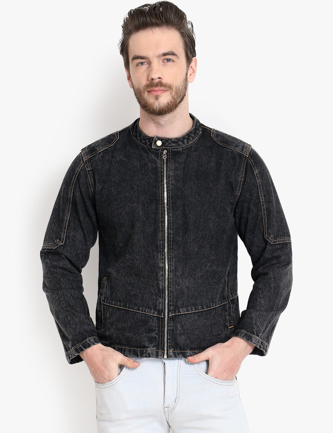 KOTTY Full Sleeve Washed Men Denim Jacket 