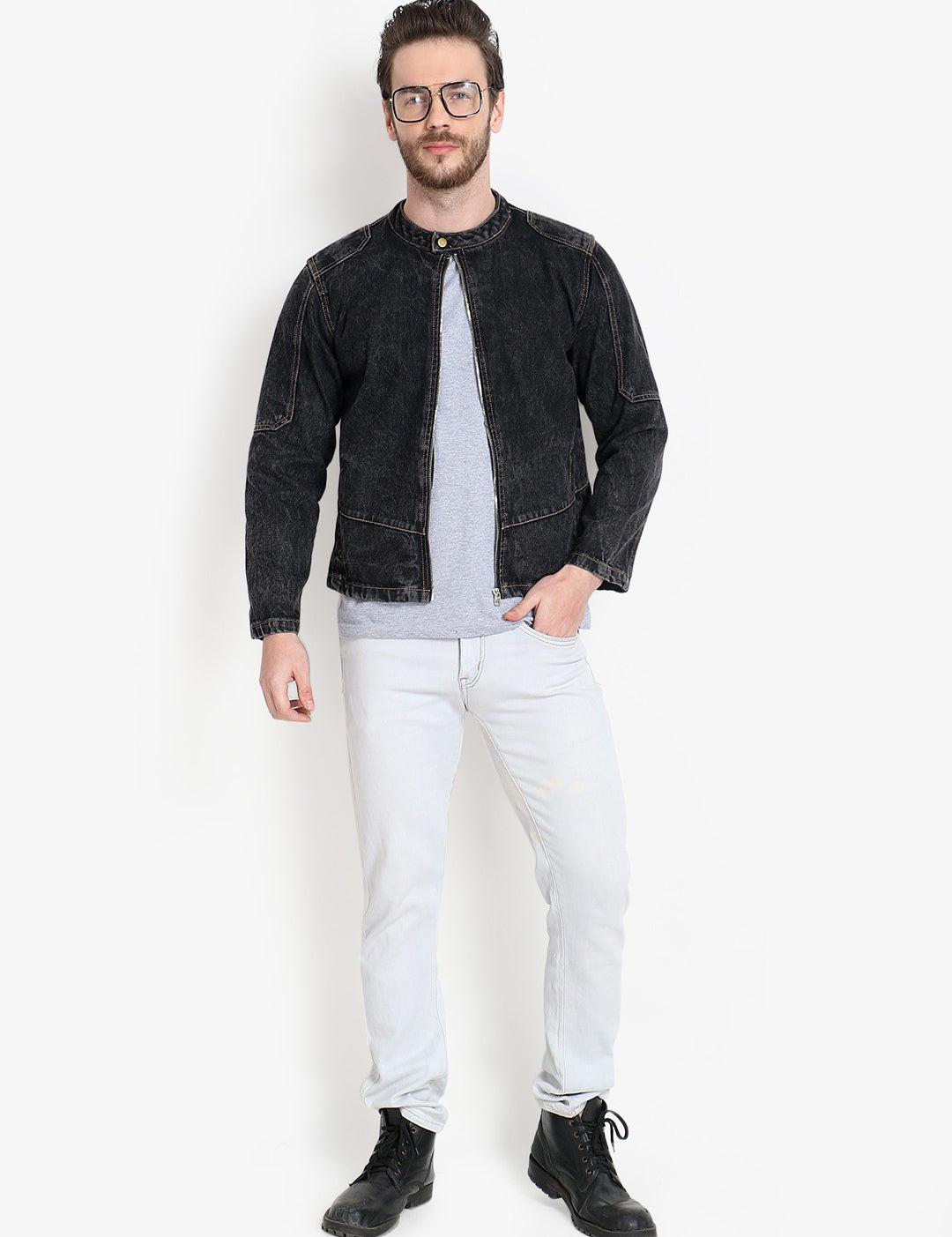 KOTTY Full Sleeve Washed Men Denim Jacket 