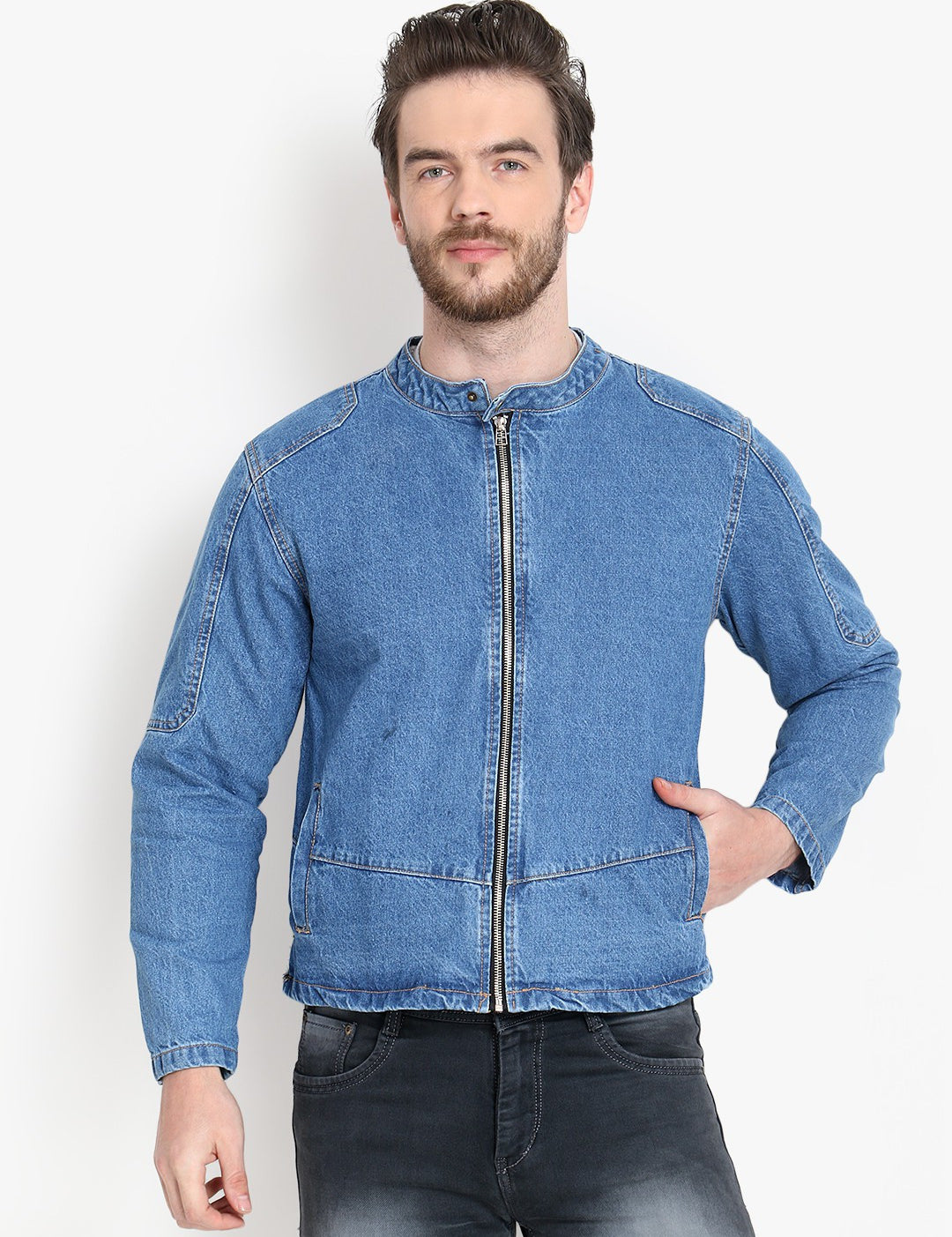KOTTY Full Sleeve Washed Men Denim Jacket 