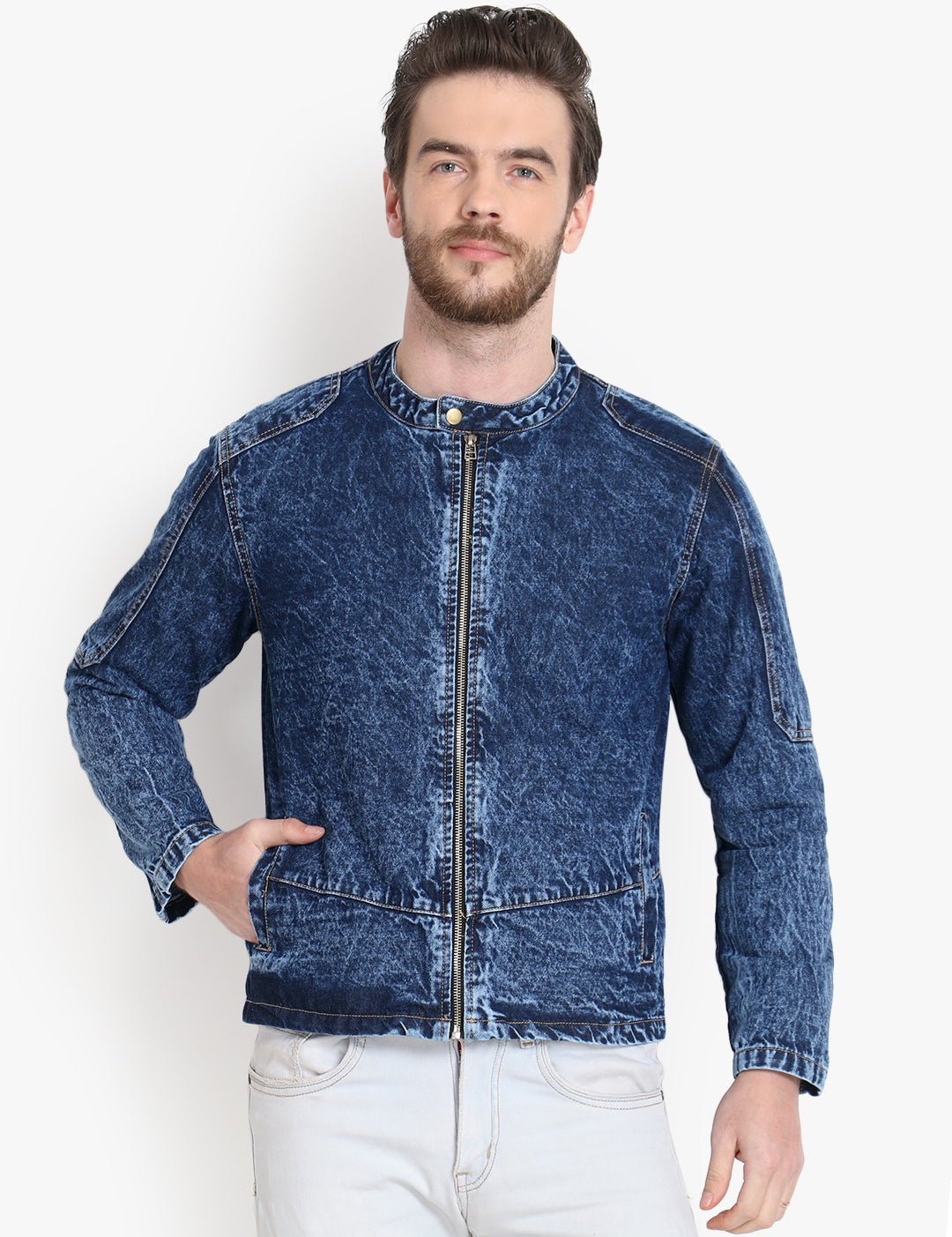 KOTTY Full Sleeve Washed Men Denim Jacket 