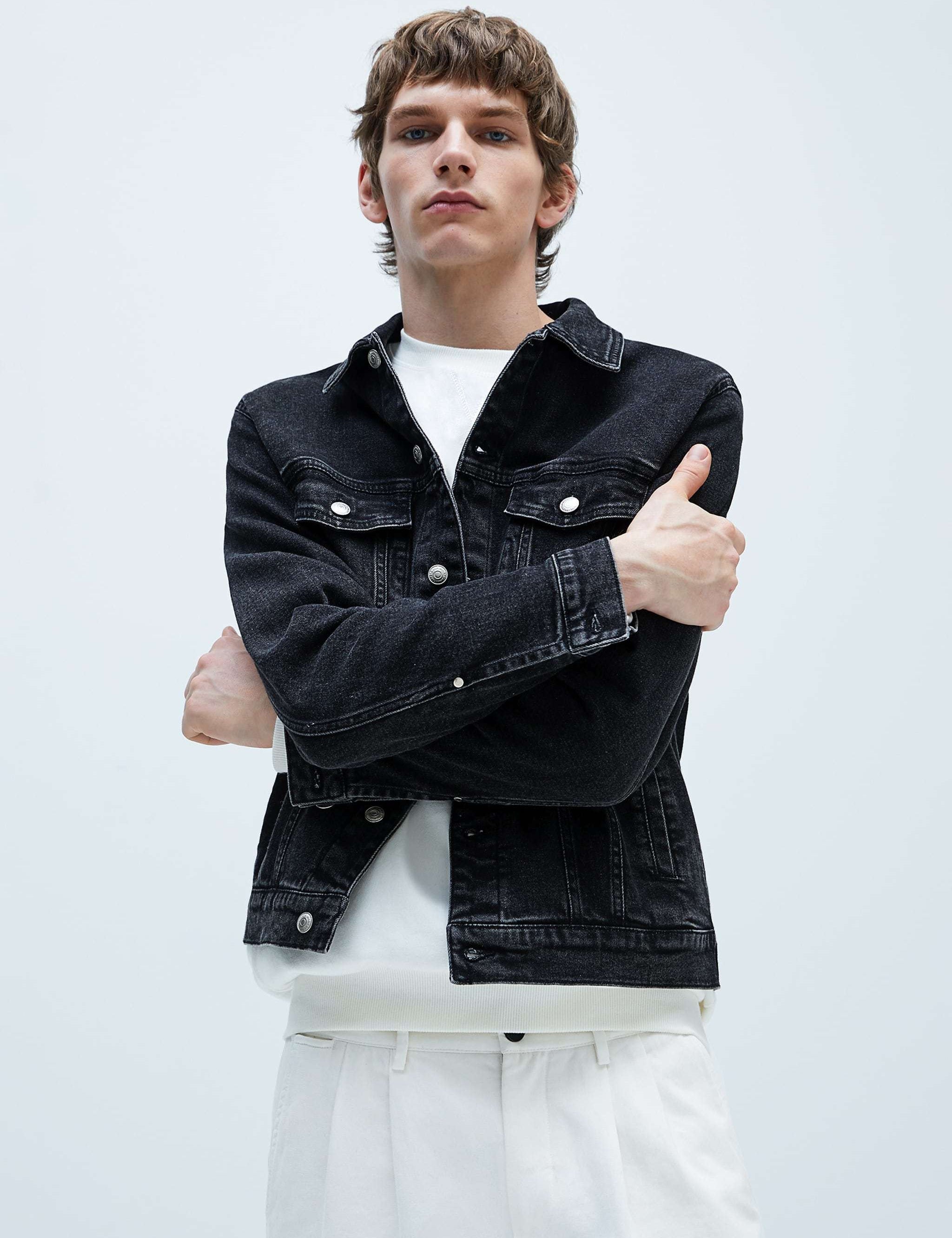 KOTTY Full Sleeve Solid Men Denim Jacket 