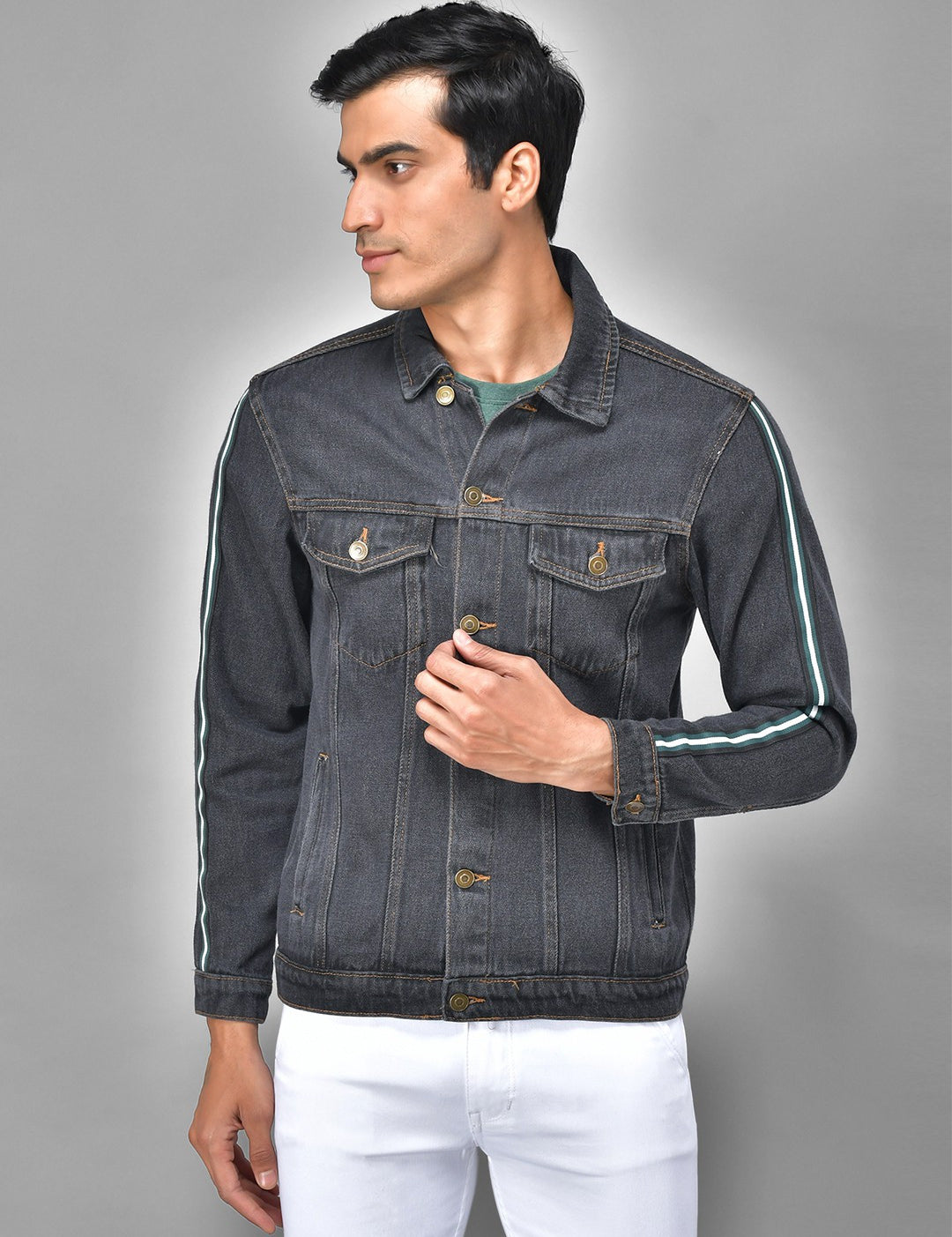 KOTTY Full Sleeve Self Design Men Denim Jacket 