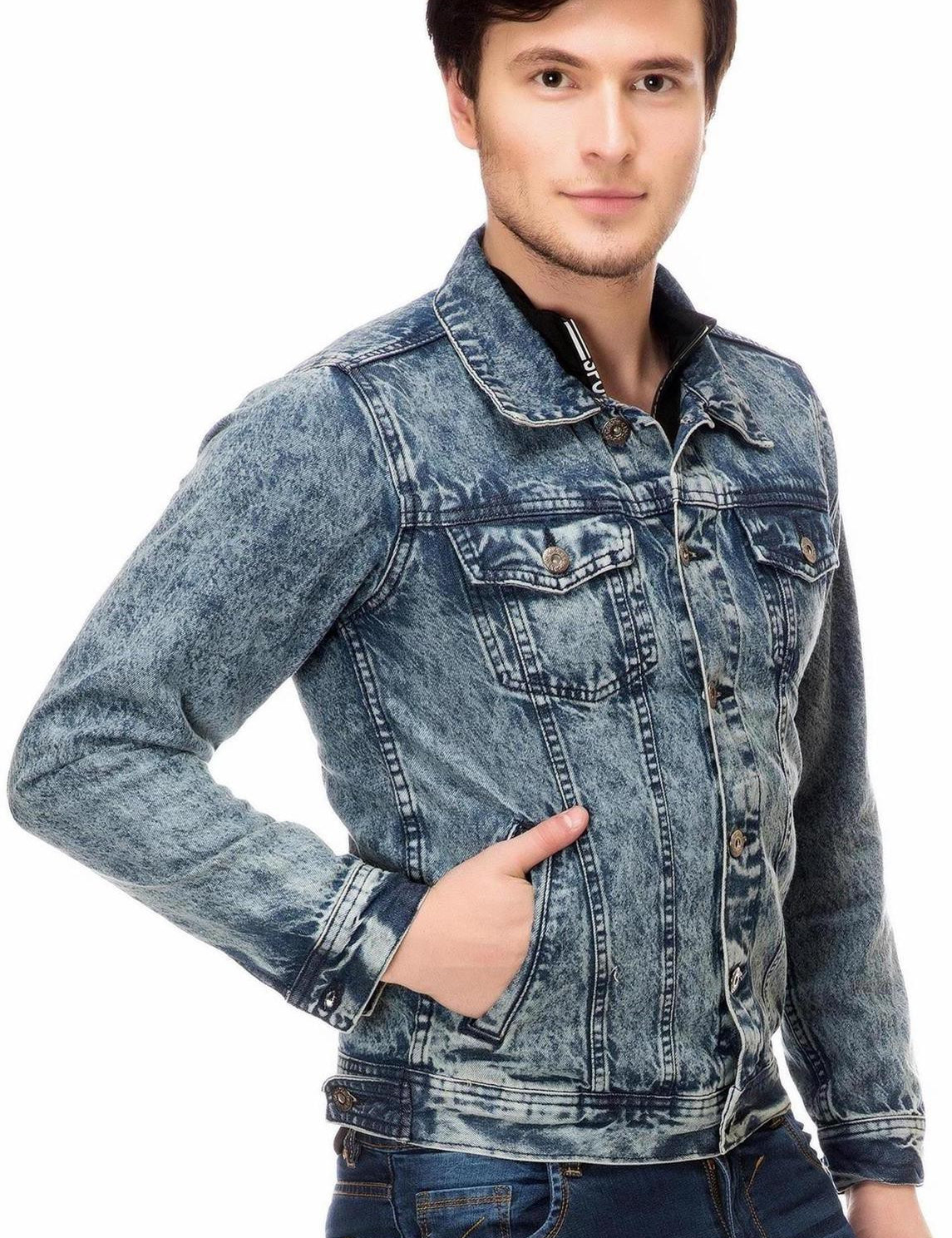KOTTY Full Sleeve Solid Men Denim Jacket 